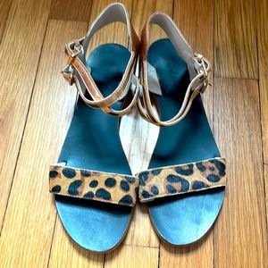 Boden cheetah calfskin and metallic leather sandals EUC size 40